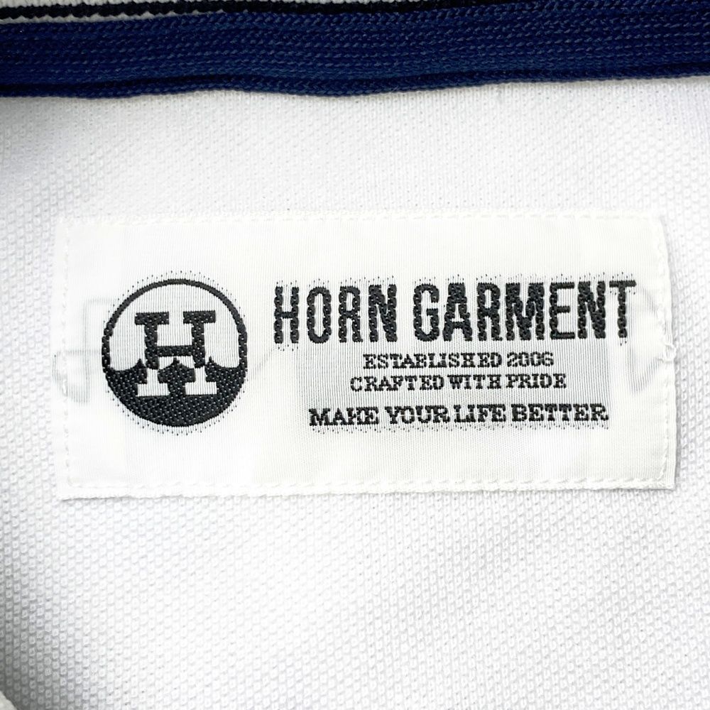 サイズ：L HORN GMT ホーン ガーメント 半袖ポロシャツ ホワイト系