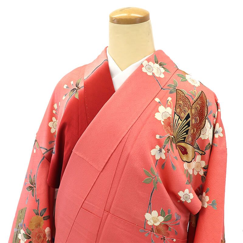 ディスカウント 振袖 長襦袢 2点 セット 成人式 晴れ着 正絹 ピンク 赤