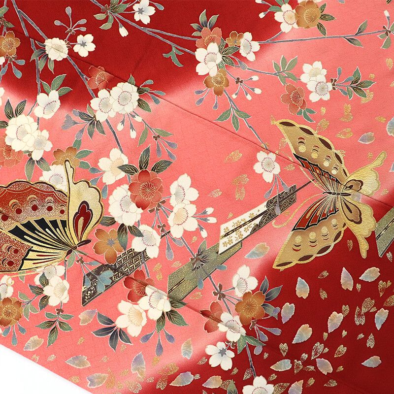 ディスカウント 振袖 長襦袢 2点 セット 成人式 晴れ着 正絹 ピンク 赤