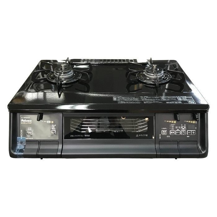 Paloma パロマ エブリシェフ ガスコンロ ブラック 都市ガス 12 A 13 2口 グリル付き ガステーブル 右強火力 IC 73 KWA R T 1