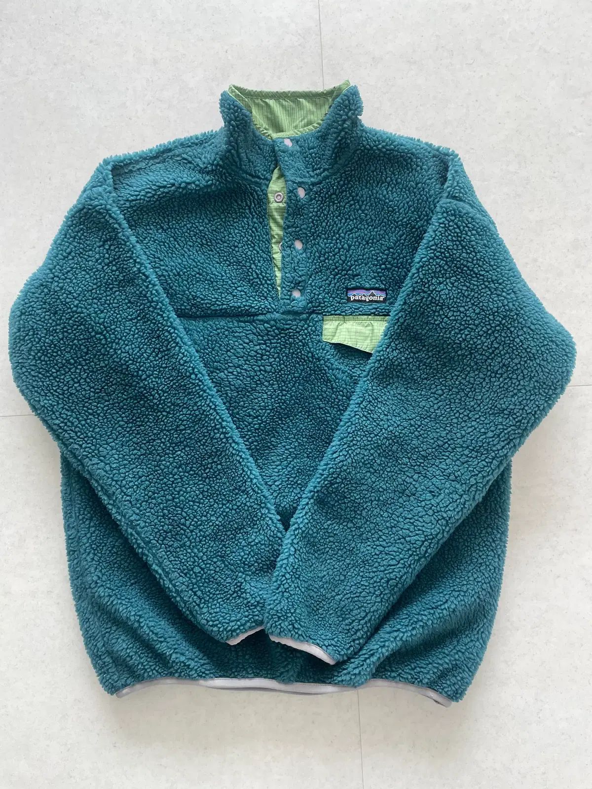 S patagonia パタゴニア ヴィンテージ コメント グレイセード スナップT Synchilla シンチラ グリーン ターコイズ