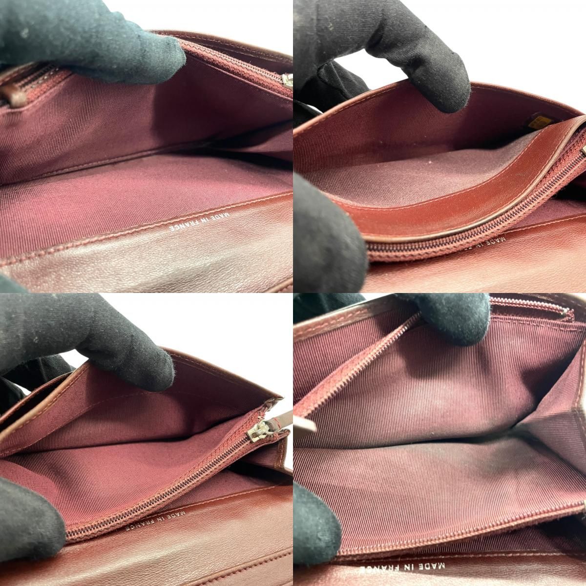 CHANEL シャネル 二つ折り 長財布 マトラッセ 黒 ブラック 茶 ブラウン レザー キャビアスキン ココマーク シルバー金具 レディース W4