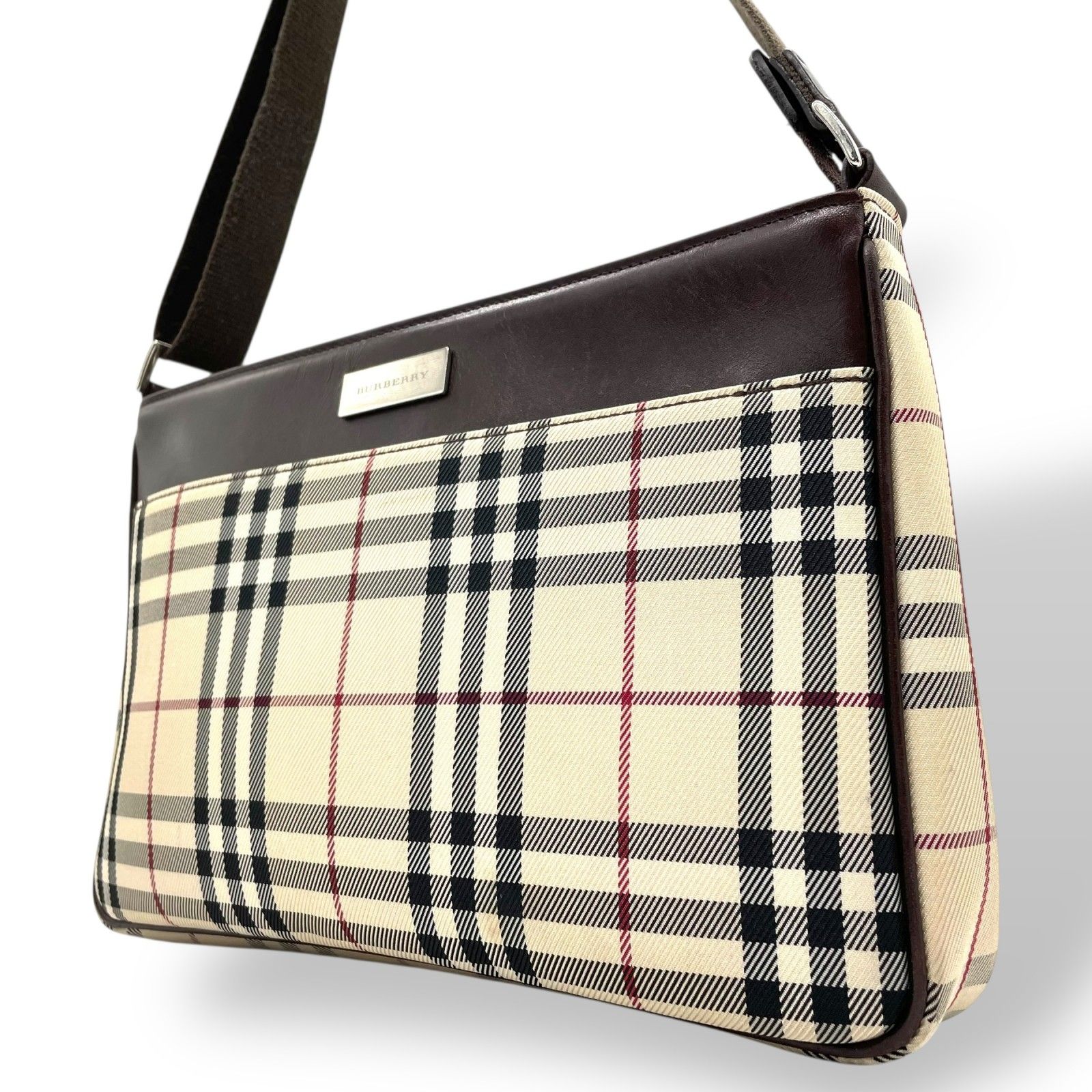 美品 バーバリー BURBERRY ショルダーバッグ ノバチェック ベージュ 