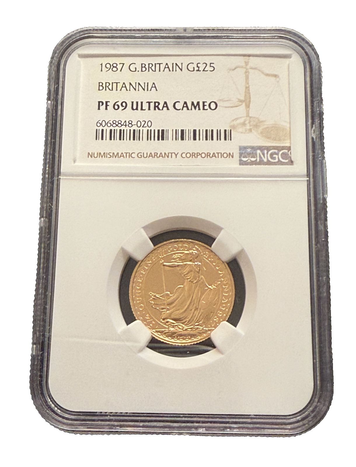 イギリス 1987年 金貨 1/4オンス 25ポンド NGC PF69UC ブリタニア