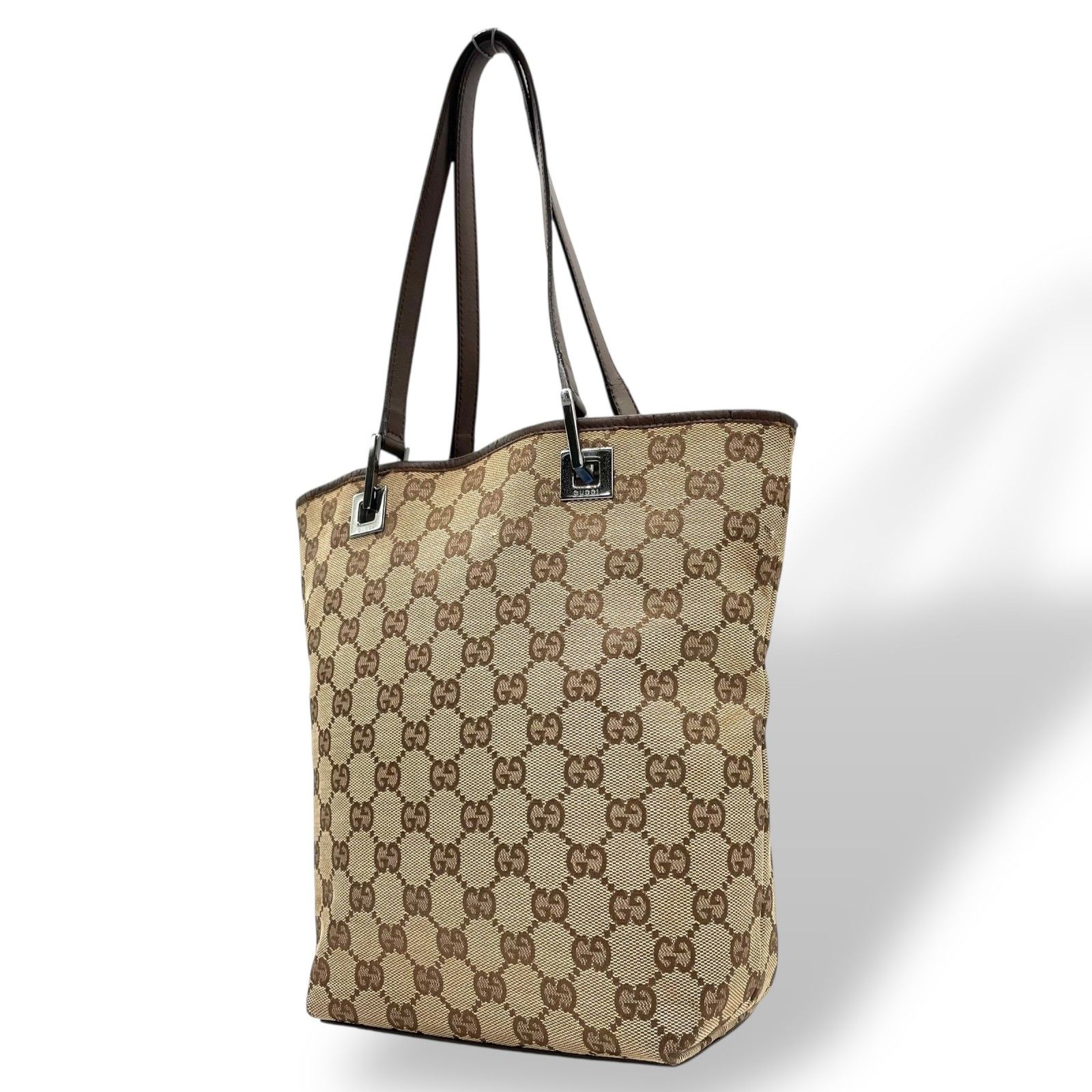 美品 グッチ GUCCI レザー キャンパス gg トートバッグ 黒 ブラック 本 