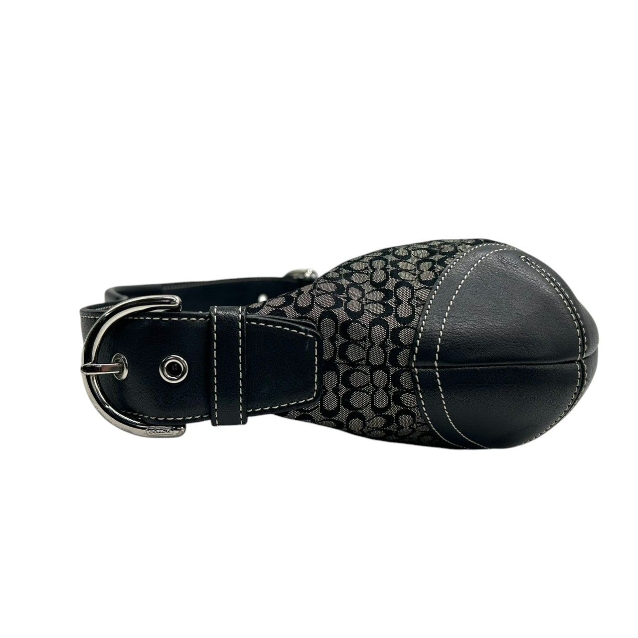 コーチ アクセサリーポーチ ワンショルダー オプアート キャンバス レザー 黒 美品】COACH コーチ ハンドバッグ アクセサリーポーチ ワンショルダー