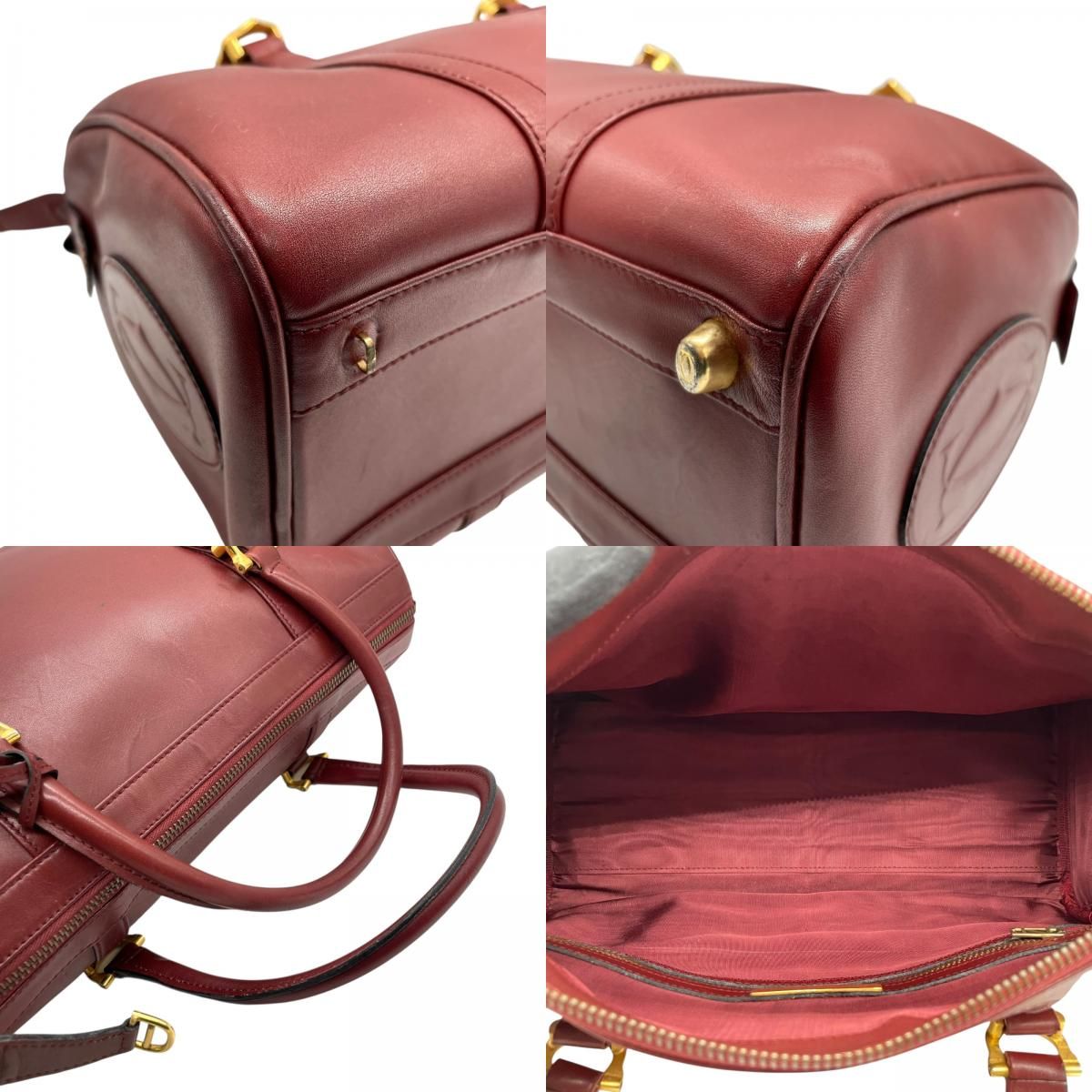 カルティエ Cartier マストライン ハンドバッグ ミニボストン ボルドー