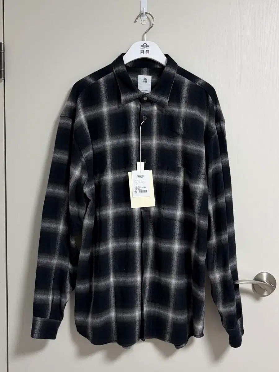 4 POLYTERU フランネル CHECK ダークネイビー オンブレ