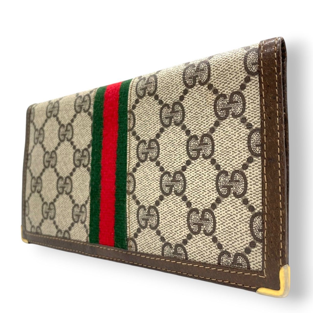希少 オールドグッチ GUCCI 長財布 札入れ 二つ折り シェリーライン GG 
