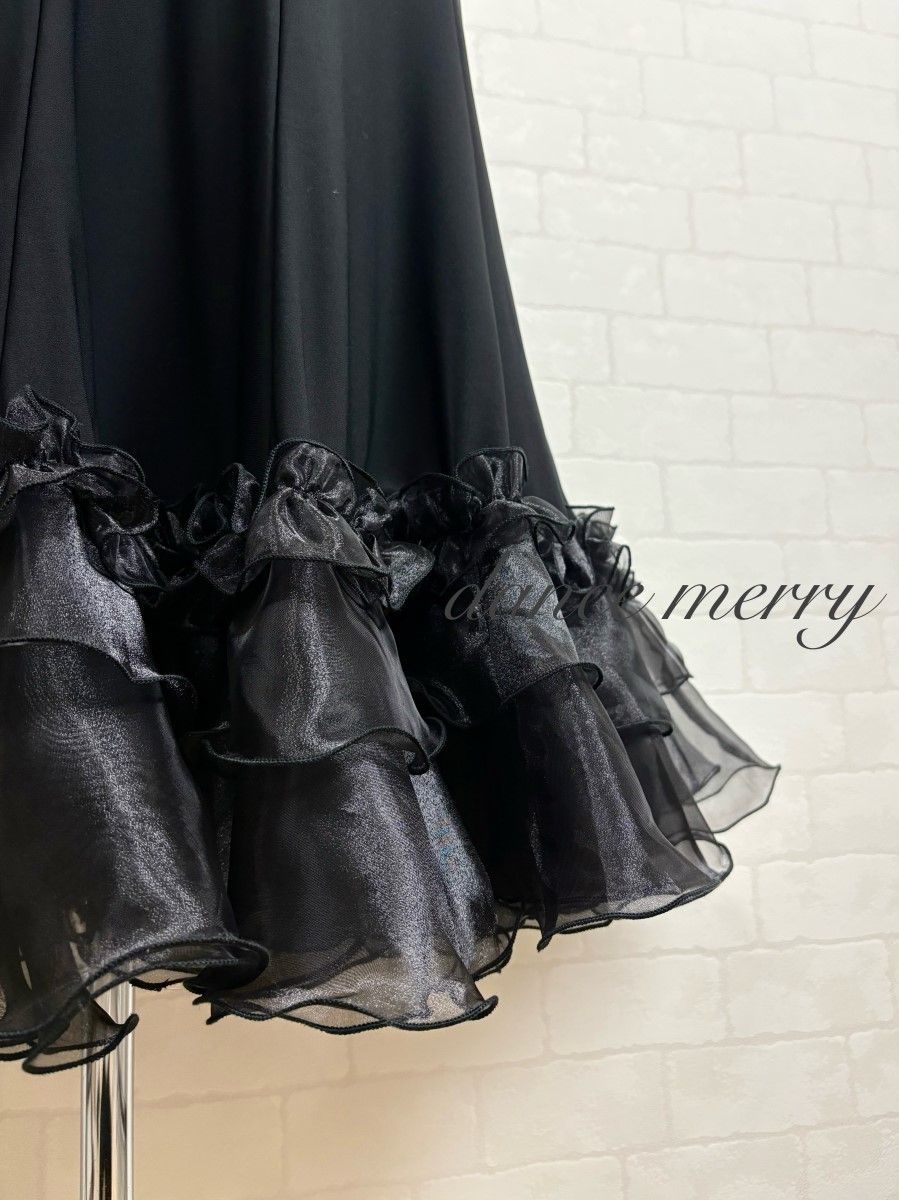 新品　社交ダンス　黒　スカート　豪華　パーティ　ワルツ　クイック　0387 MERRY】新品 社交ダンス 黒 スカート 豪華 パーティ ワルツ クイック