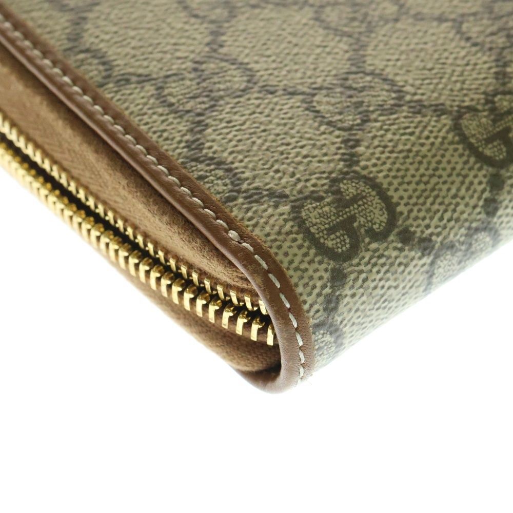 GUCCI (グッチ) GGエンブレム ジップアラウンドウォレット ベージュ
