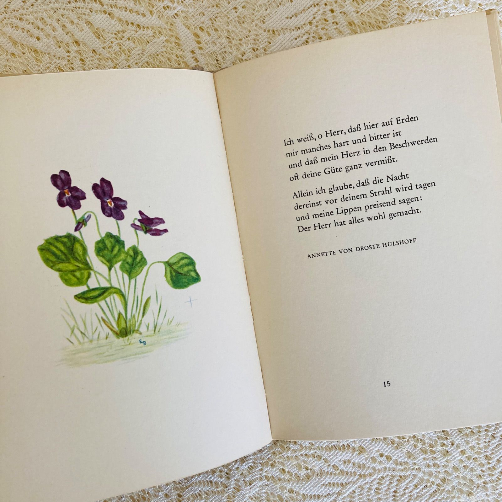 ドイツのヴィンテージブック 淡くやさしい色彩の植物画収録 インテリア