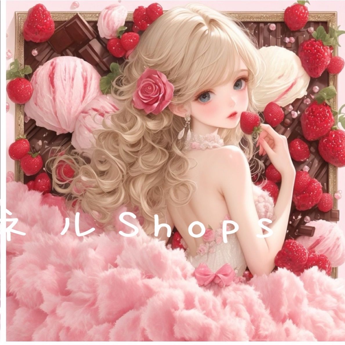 番号４９ いちごアイス女の子のパネル生地