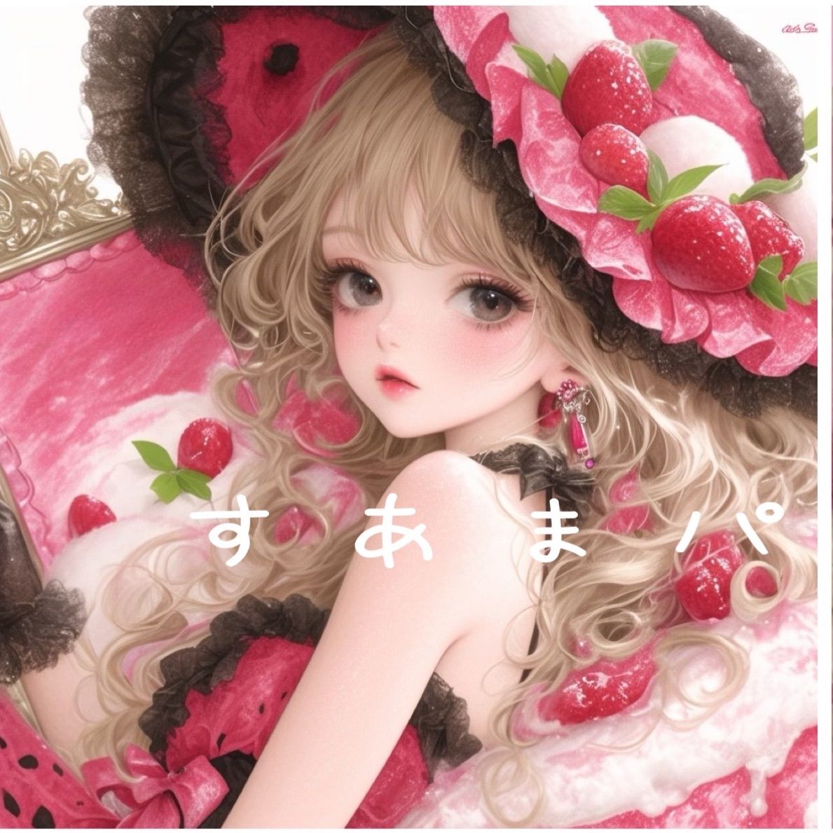 番号４９ いちごアイス女の子のパネル生地