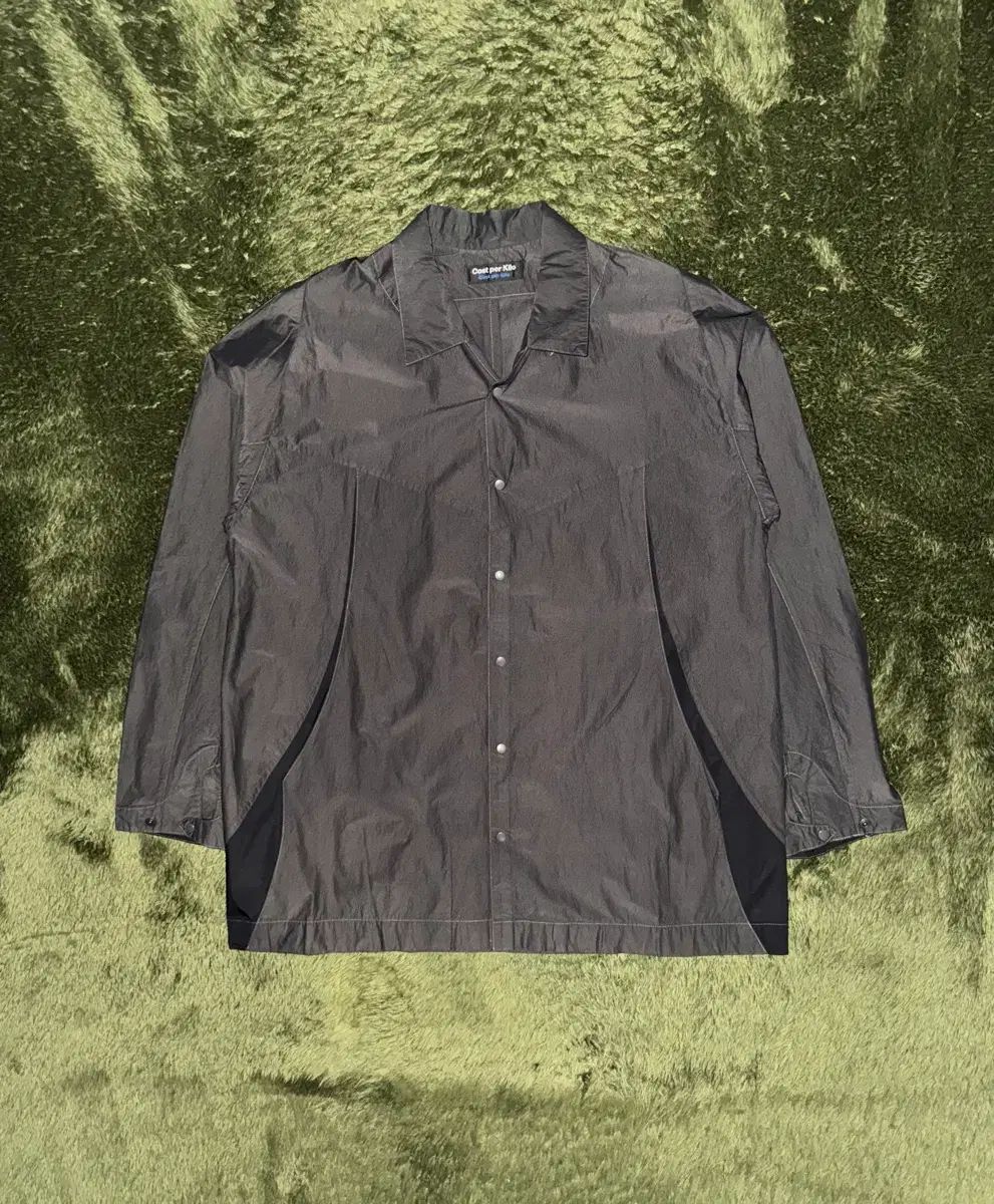 XL コストパーキロ ギャザード ナイロン デザインテープ ディテール シャツ チャコール