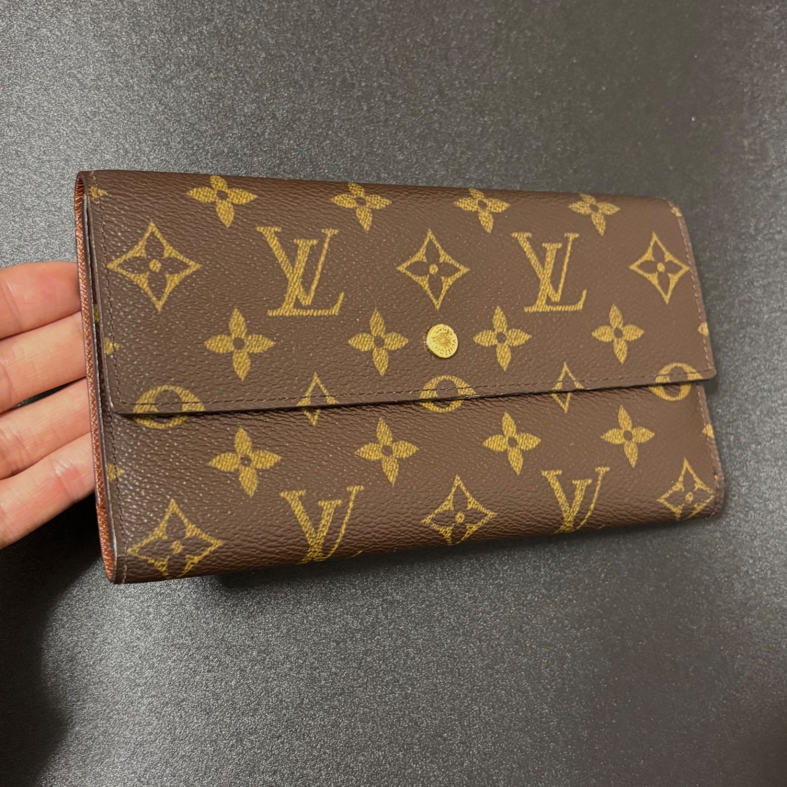 t 1 ポルト トレゾール ポルトフォイユ インターナショナル モノグラム ルイ ヴィトン Louis Vuitton 3つ 三つ 折り フラップ ボタン 式 長 財布 ロング ウォレット 小銭入れ コインケース 付き