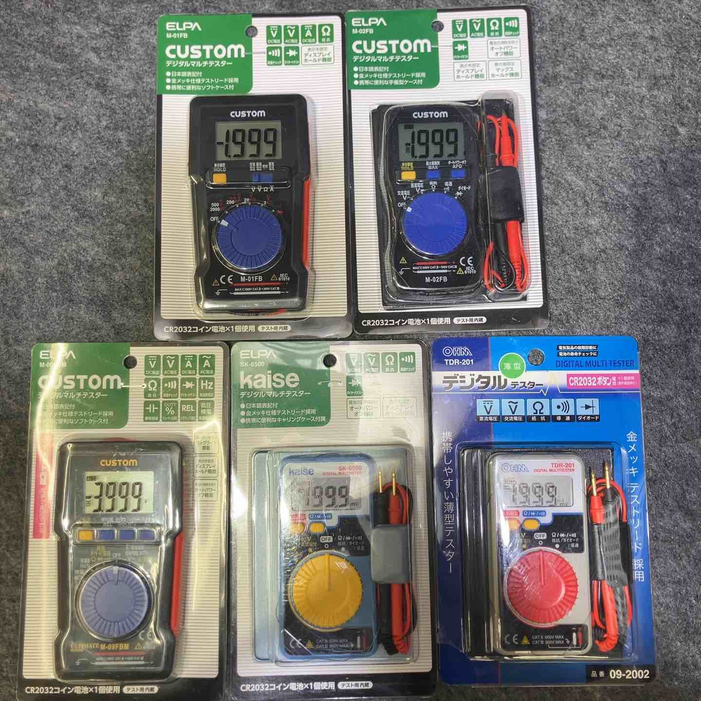 ELPA OHM デジタルテスター 5点まとめ CUSTOM M-01 FB M-02 M-09 FBM SK-6500 TDR-201