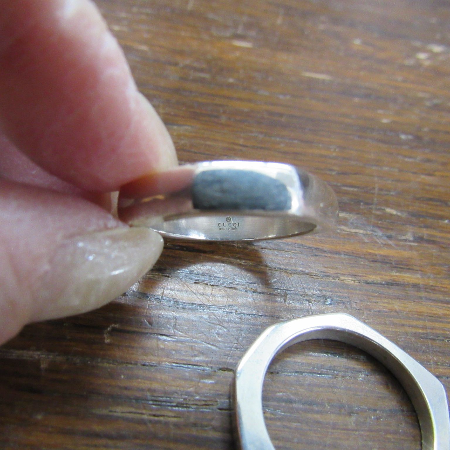 GUCCI グッチ オクタゴン シルバー925 3連リング 17号前後