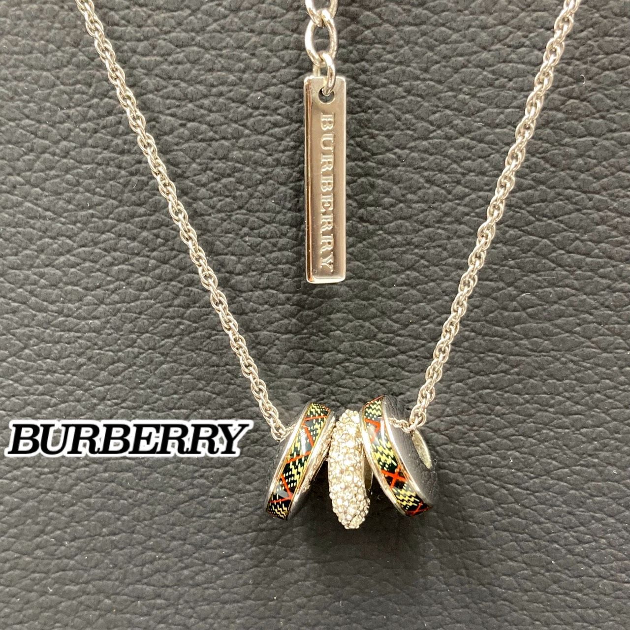 Burberry ゴールド ネックレス 3連リング 良品✤【BURBERRY／バーバリー】 3リング ネックレス ペンダント ノバ