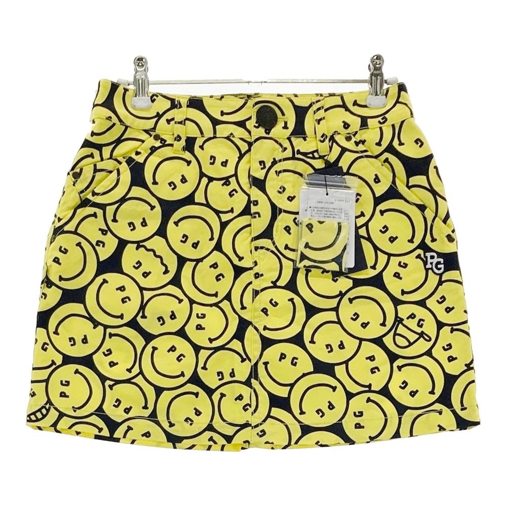 サイズ 00 PEARLY GATES パーリーゲイツ ストレッチスカート ニコちゃん 総柄 イエロー系 ゴルフウェア レディース ストスト