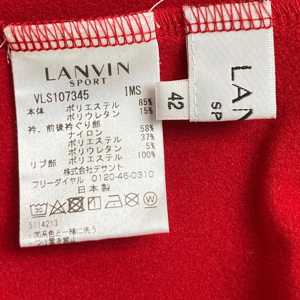 新品42 ランバンスポール　起毛　レッド　長袖シャツ サイズ：42 LANVIN SPORT ランバン スポール ハイネック長袖Tシャツ 裏