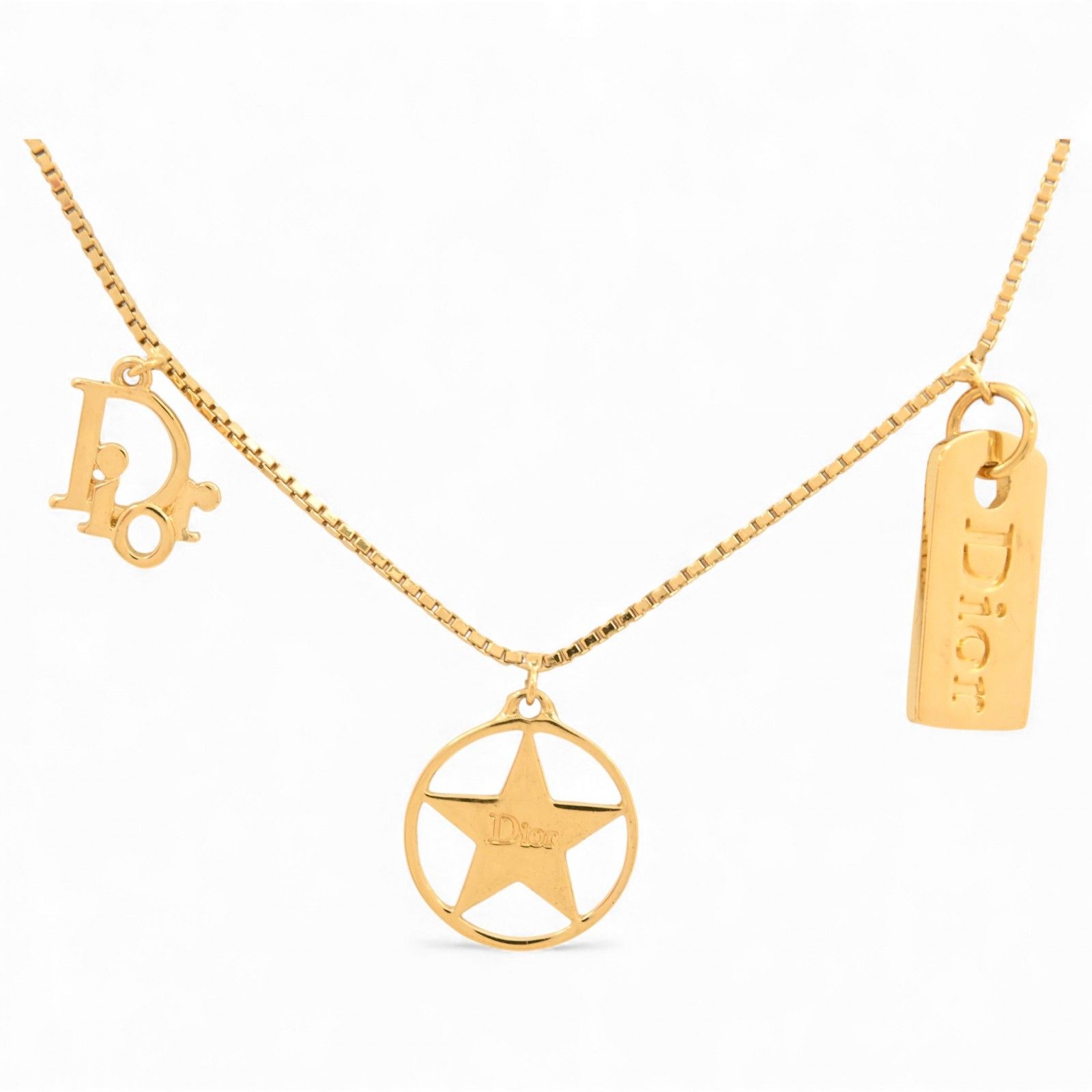 ディオール ネックレス Diorロゴ プレート スターモチーフ Aランク