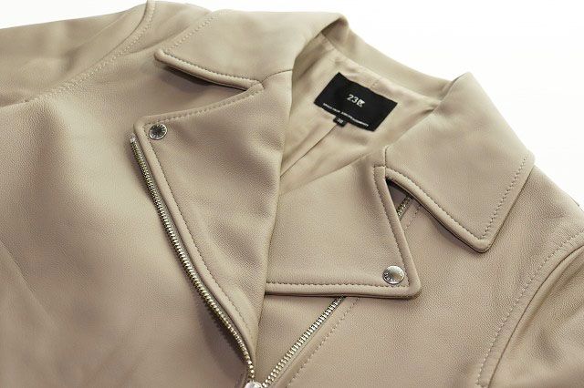 23区 オンワード樫山 LAMB LEATHER JACKET BEIGE SIZE 38 210-5 JK WO