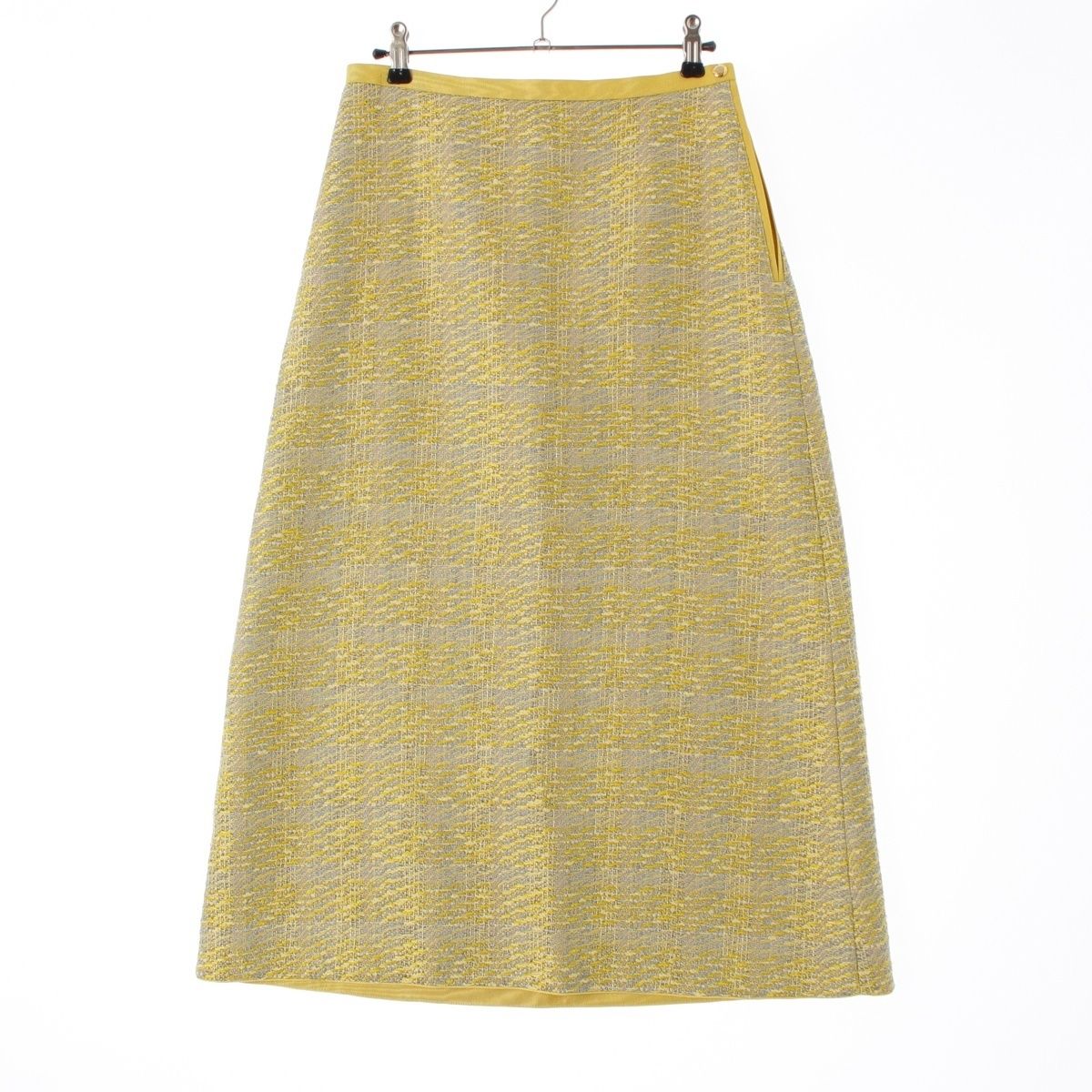 ドゥロワー 23SS ツイード ラメ ロング ファンシー スカート 6524-299-1710 イエロー 36【】