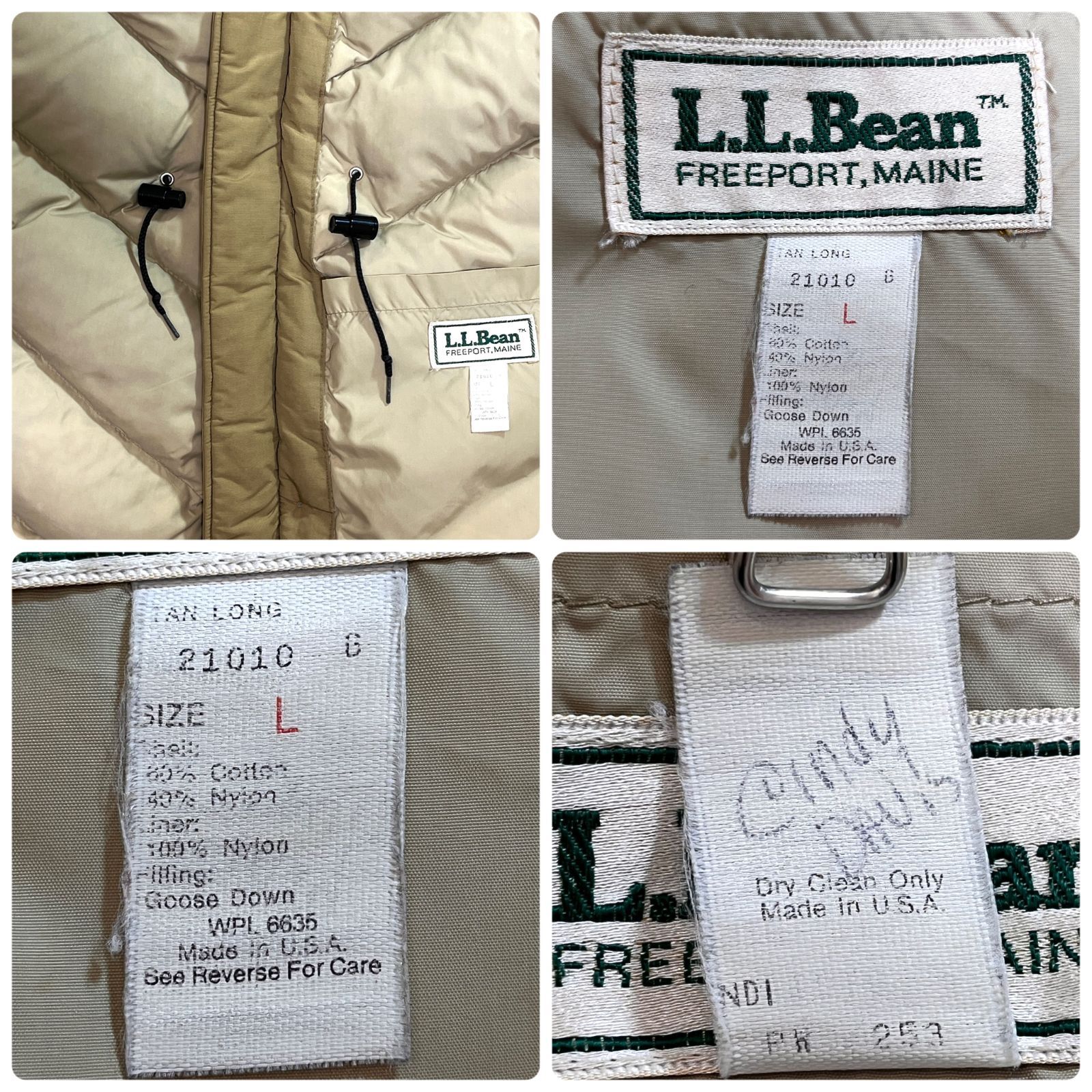 80s USA製 L.L.Bean エルエルビーン マッキーノ ダウンジャケット タン 