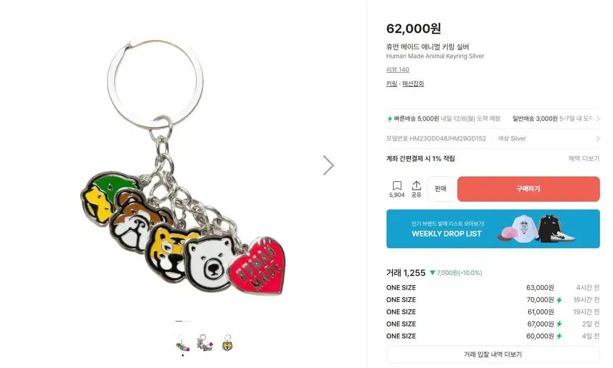 OS HUMAN MADE アニマル キーホルダー - メルカリ