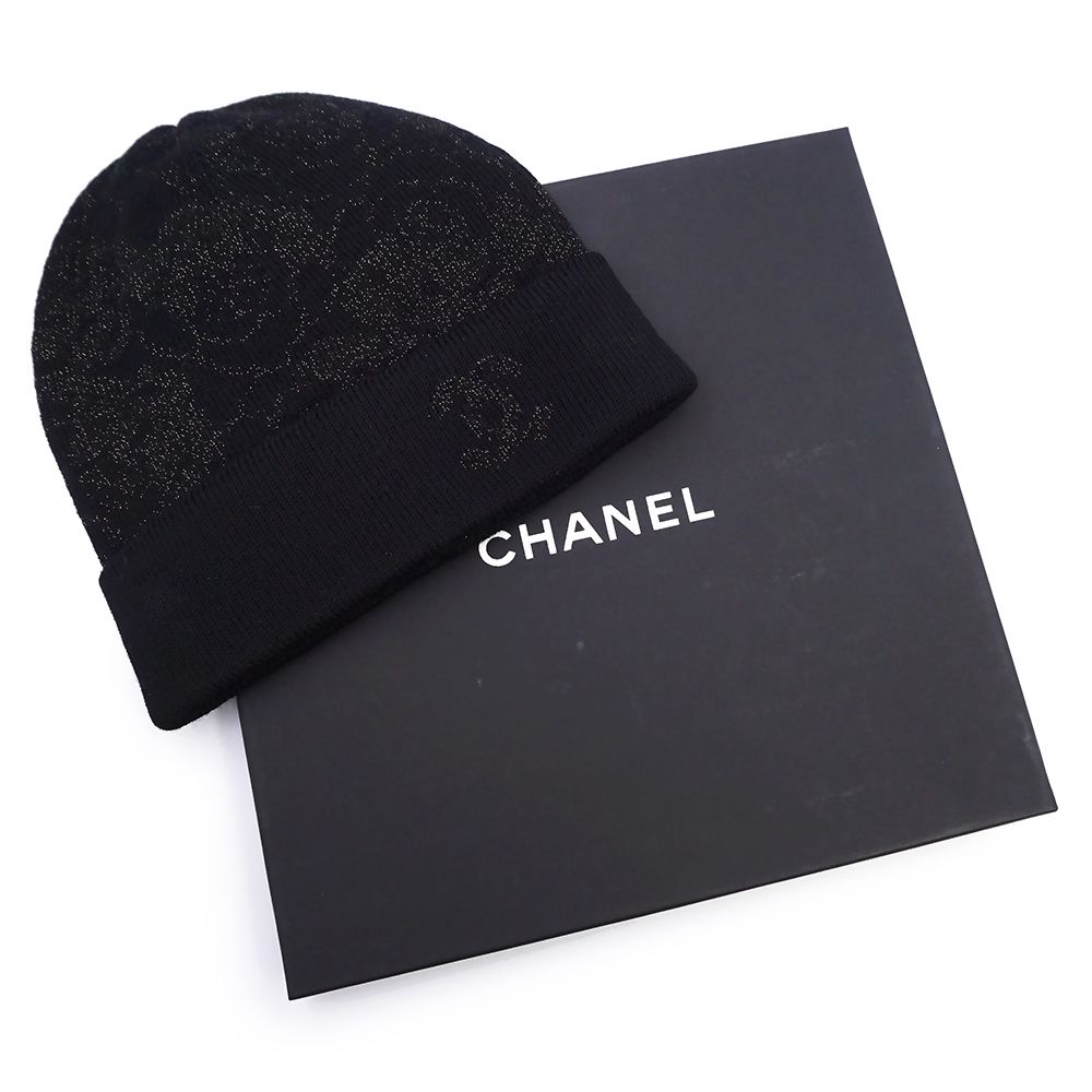 シャネル カメリア ココマーク ビーニー ニットキャップ 帽子 ウール