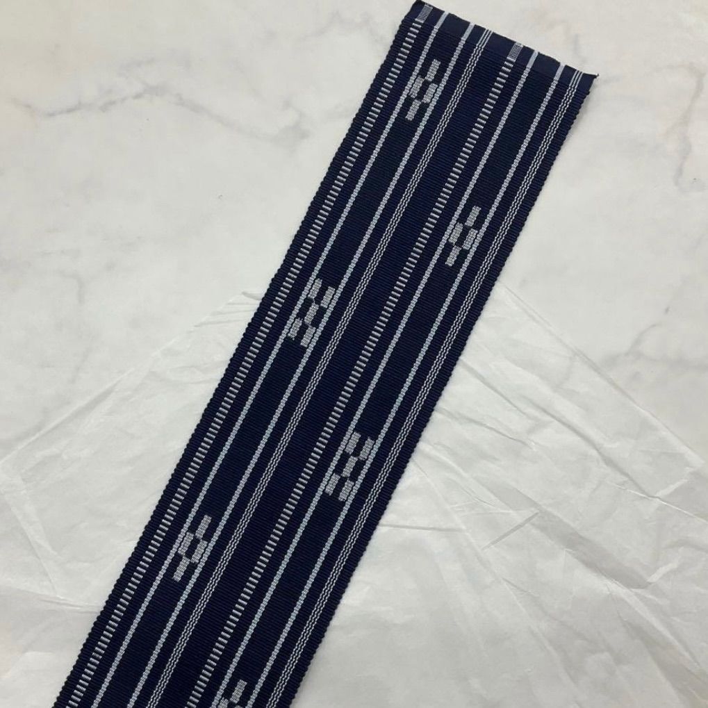  kimono one⬛️男前屋⬛️厳選⬛️ 同然⬛️証紙付⬛️八重山ミンサー織⬛️角帯⬛️伝統 ⬛️木綿⬛️長尺⬛️長さ427 cm 角帯 帯
