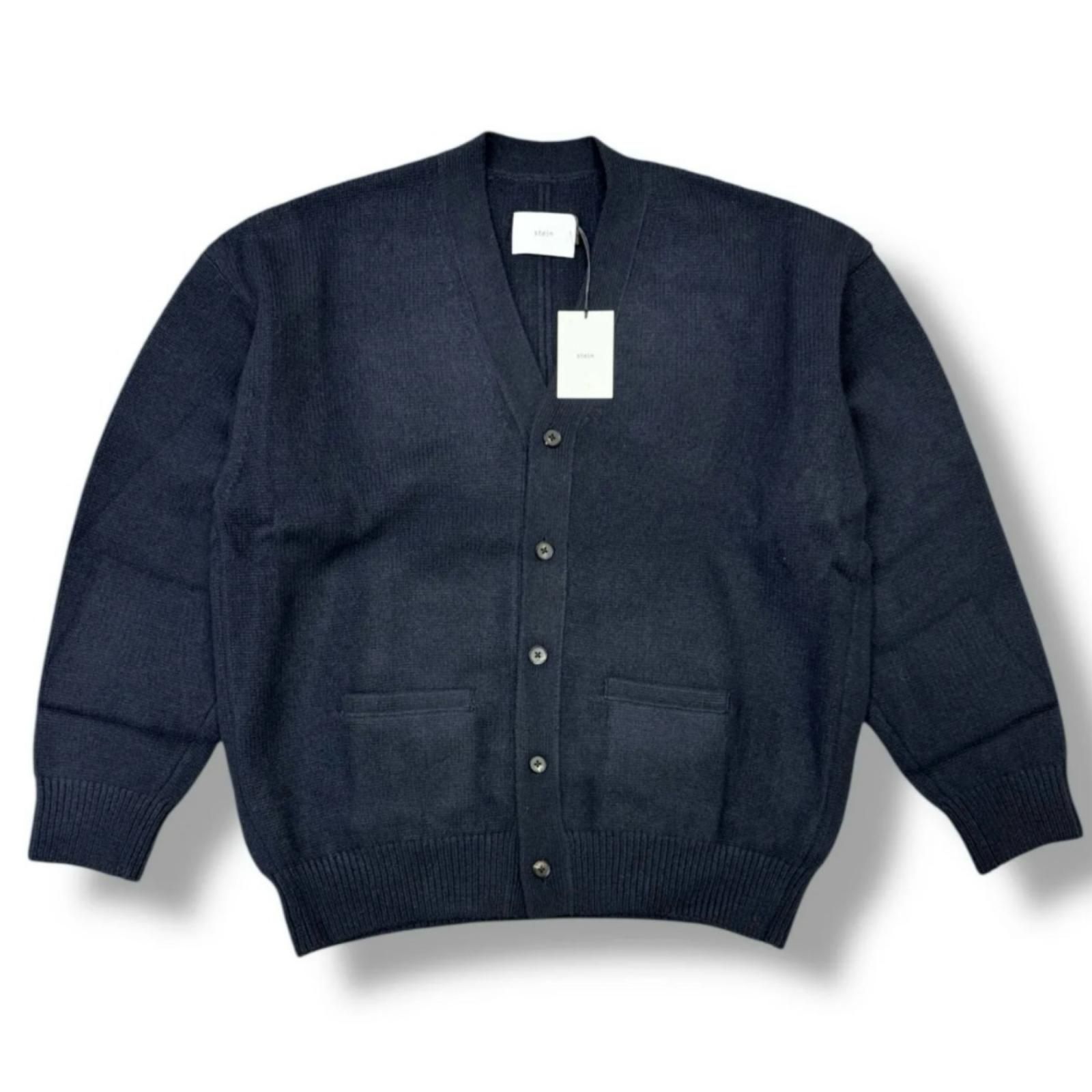 参考上代42900円 stein ssstein 22 AW EX FINE LAMBS KNIT ニットカーディガン セーター シュタイン ST.451 ミッドナイト M 93041 A