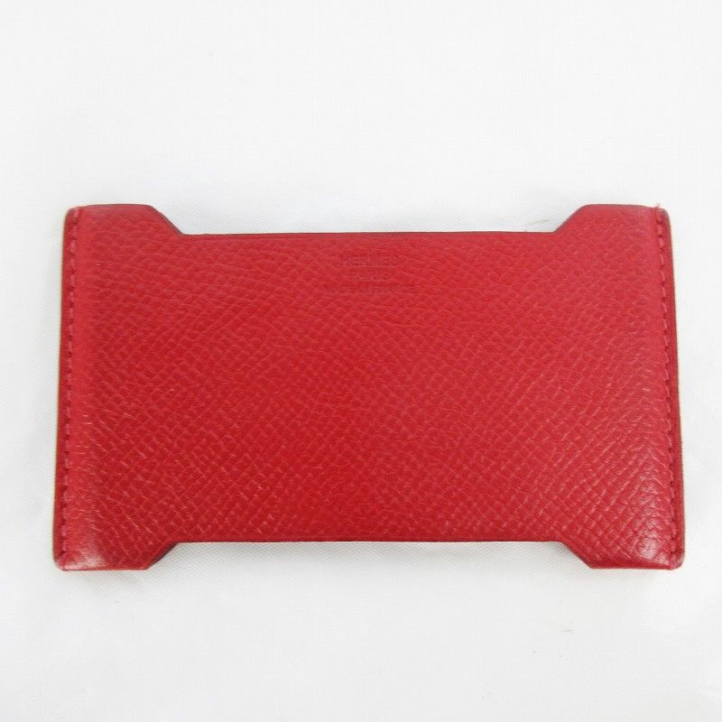 エルメス HERMES マンハッタン カードケース 名刺入れ R刻印 エプソン レザー レッド 赤 革小物