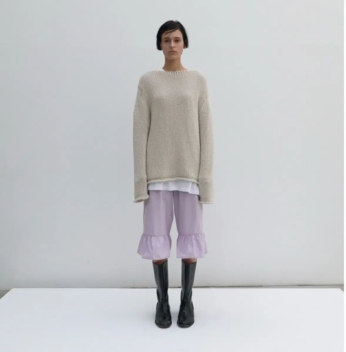 NOTHINGEVERYTHING フリルディテール コットンパンツ ラベンダー