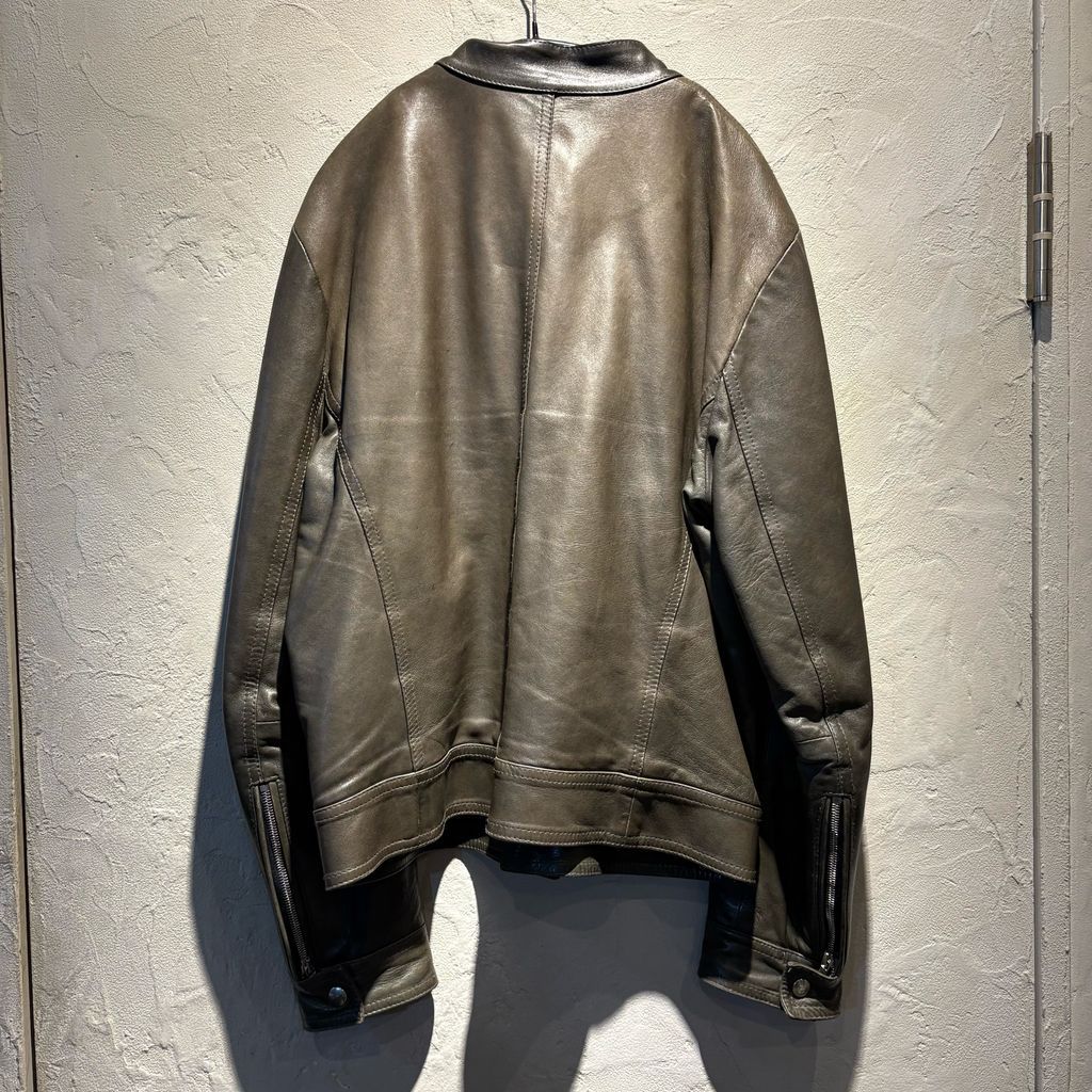 EMMETI エンメティ Single Riders Jacket シングルライダースジャケット カーキ size 48 代官山A12