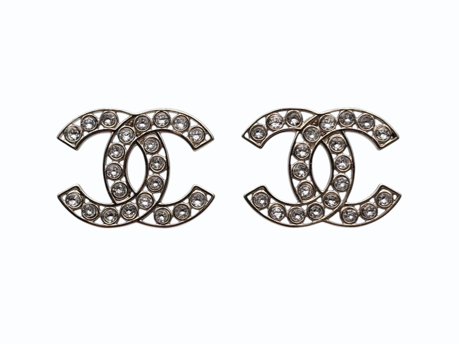 CHANEL シャネル ココマーク ピアス 重量約9.0 g B 23 S刻印 ラインストーン クリア ゴールド メタル GP 両耳用 4 009793