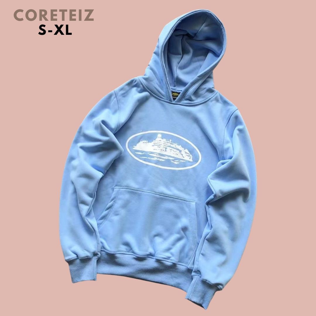 Corteiz ロゴ フーディー フードパーカー プルオーバー ライトブルー