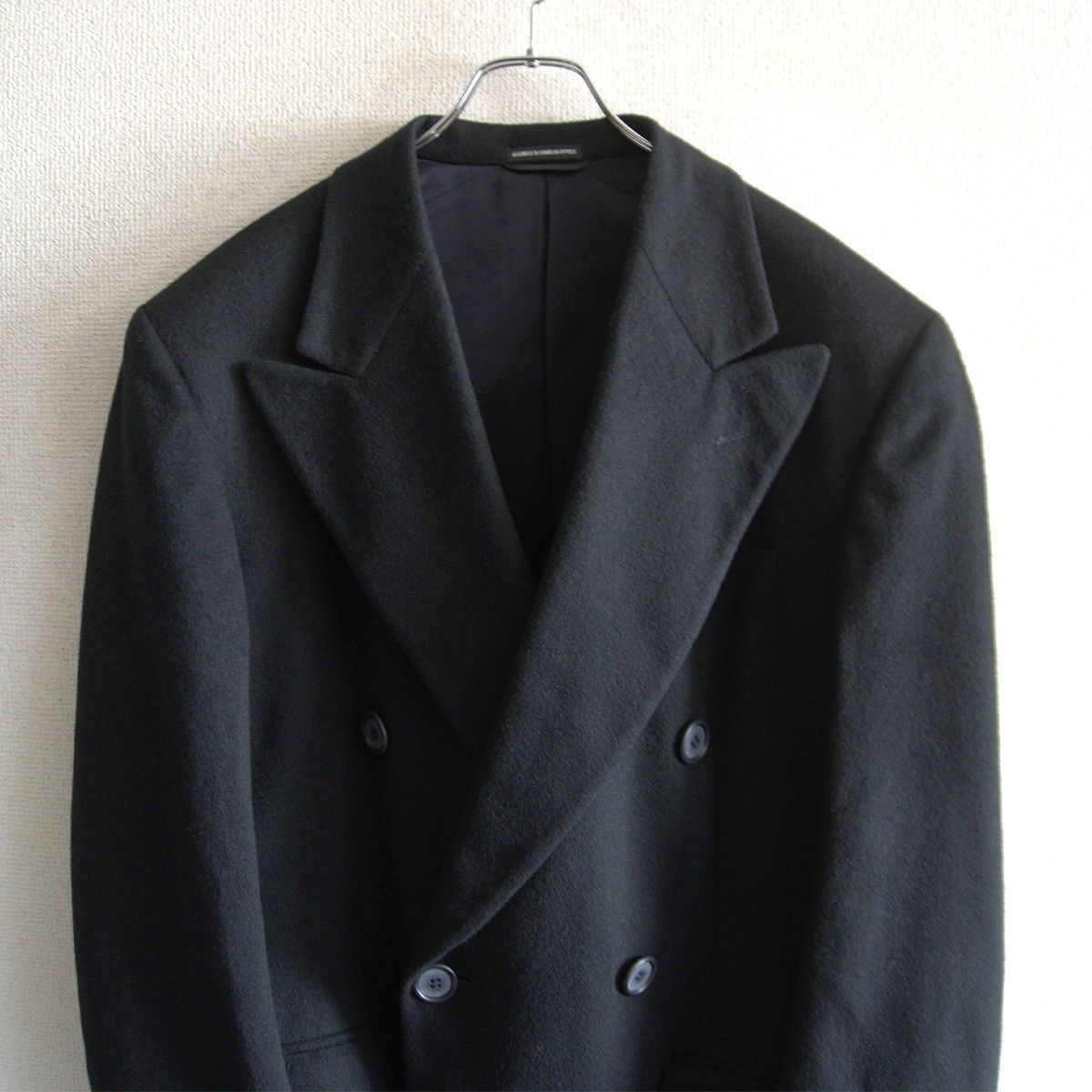 ラルフローレン ブラック ダブルブレスト カシミヤ ラムウール コート 膝下 ラルフローレン ブラック ダブルブレスト カシミヤ ラムウール コート