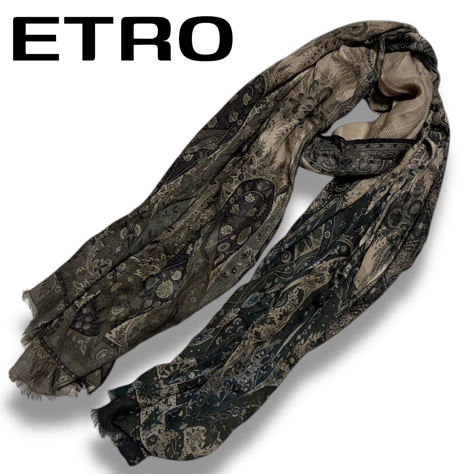 ETRO エトロ ストール マフラー モダル90% カシミヤ10% イタリア製