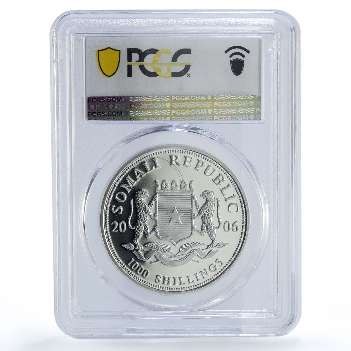 ソマリア 1000シリング アフリカ野生動物象 MS69 PCGS 銀貨 2006年