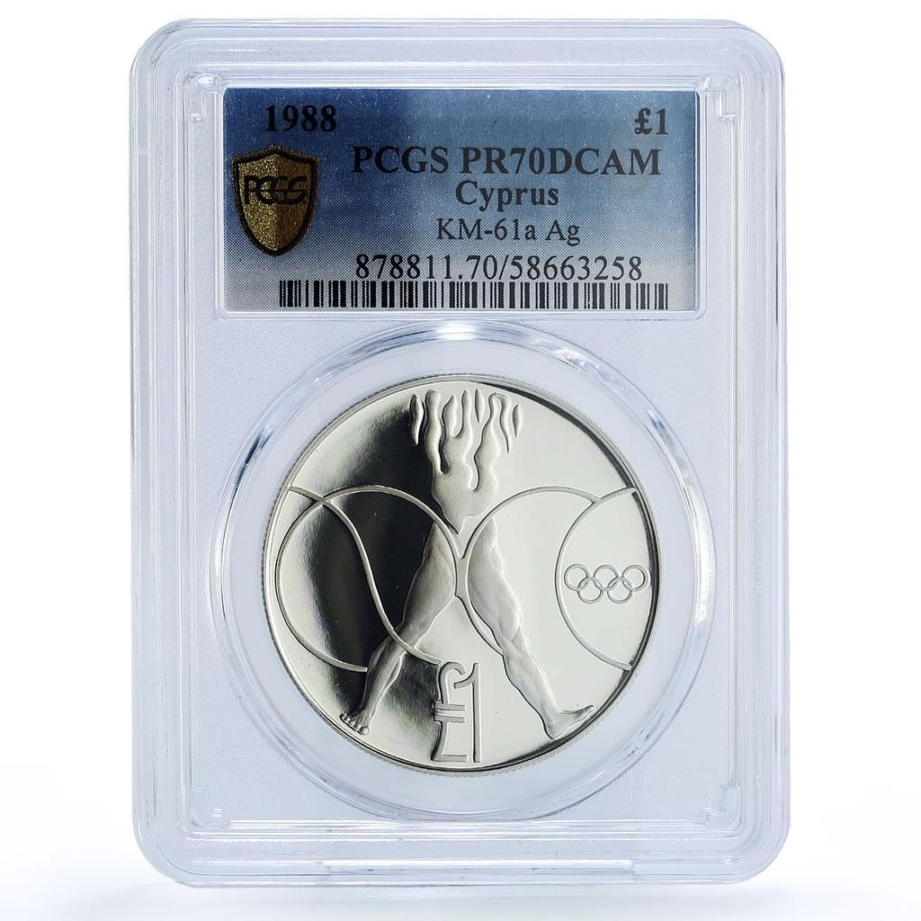 キプロス 1ポンド ソウル夏季オリンピック KM-64a PR 70 PCGS 銀貨