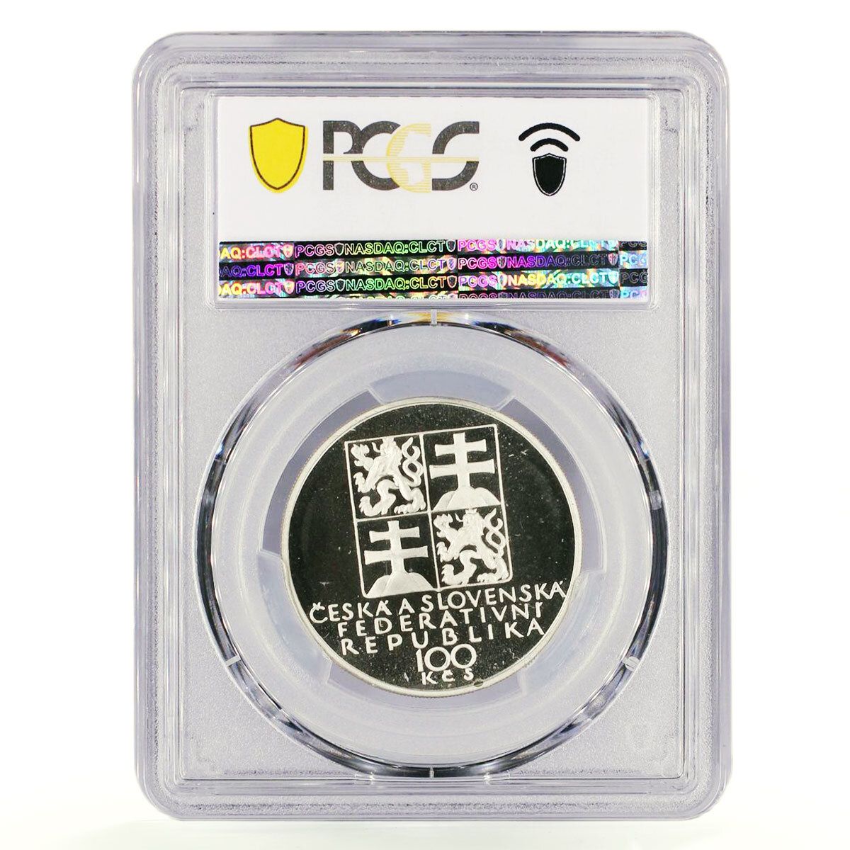 チェコスロバキア 100コルナ 作曲家 アントニーン ドヴォルザーク M I C PR 68 PCGS Ag コイン 1991年