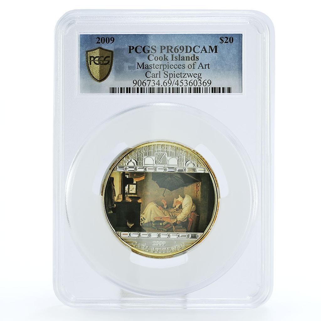 クック諸島 20ドル カール シュピーツヴェーク プア ポエット アート PR 69 PCGS 銀貨 2009年