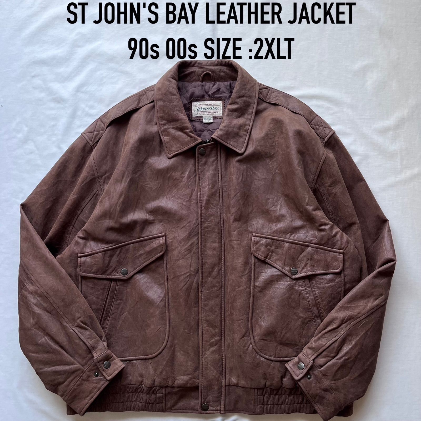 st johns bay セントジョンズベイ レザージャケット ブラウン 2XL 90s