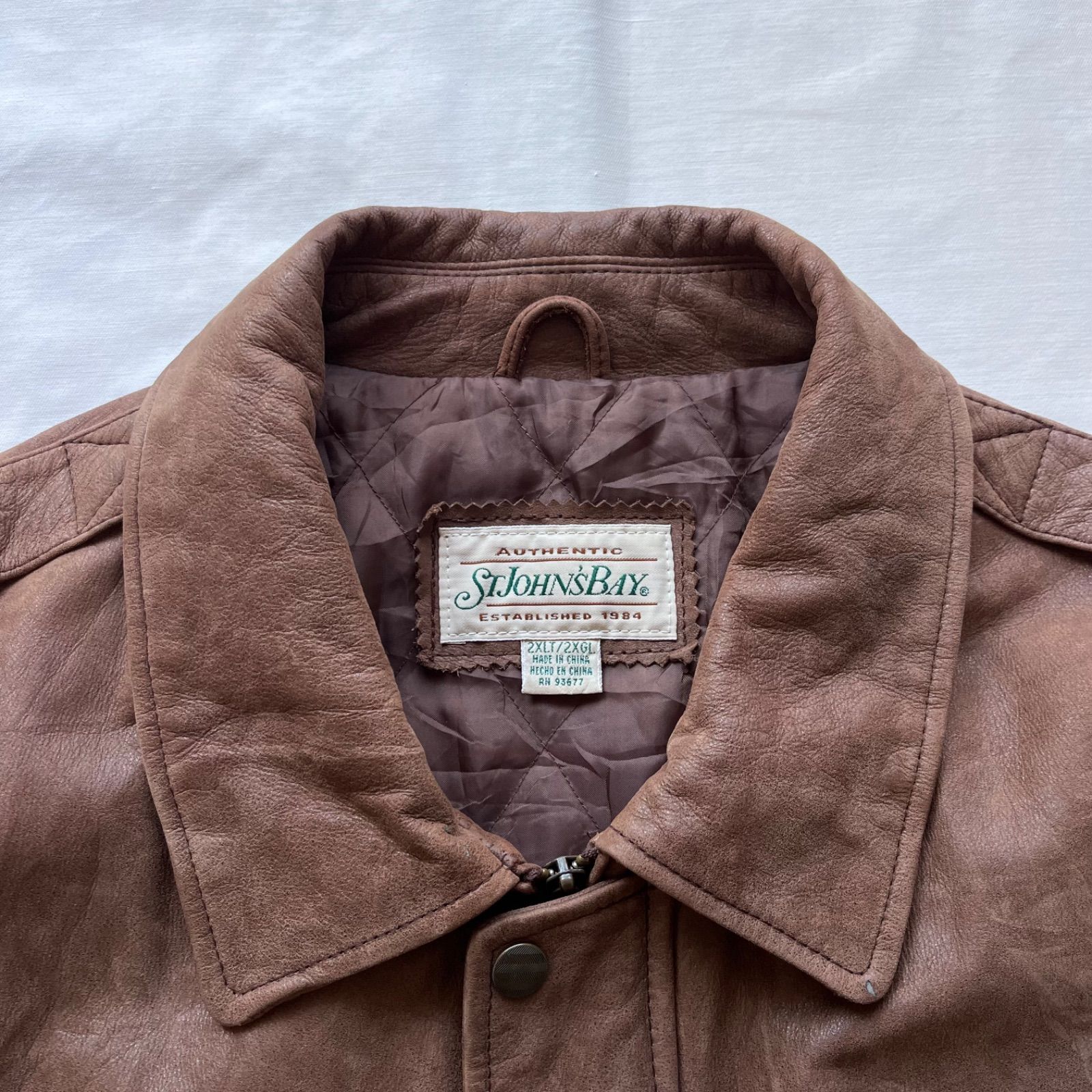 st johns bay セントジョンズベイ レザージャケット ブラウン 2XL 90s