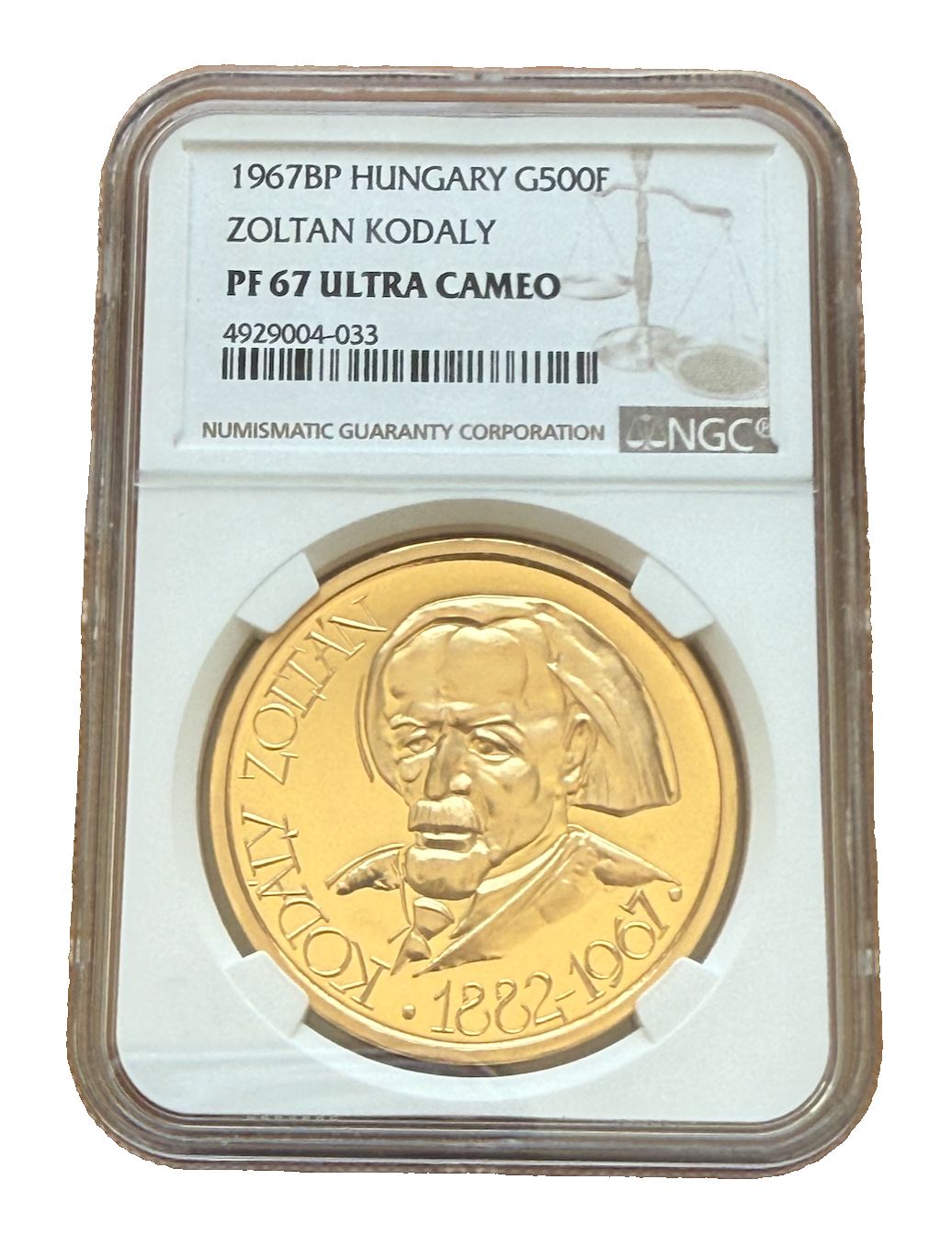 ハンガリー 1967 BP ゴールド 500 int NGC PF67UC ゾルタン コダーイ