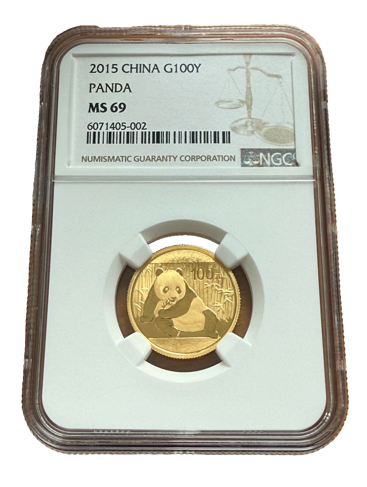 中国 2015年 金貨 1 4オンス 100元 NGC MS 69 パンダ