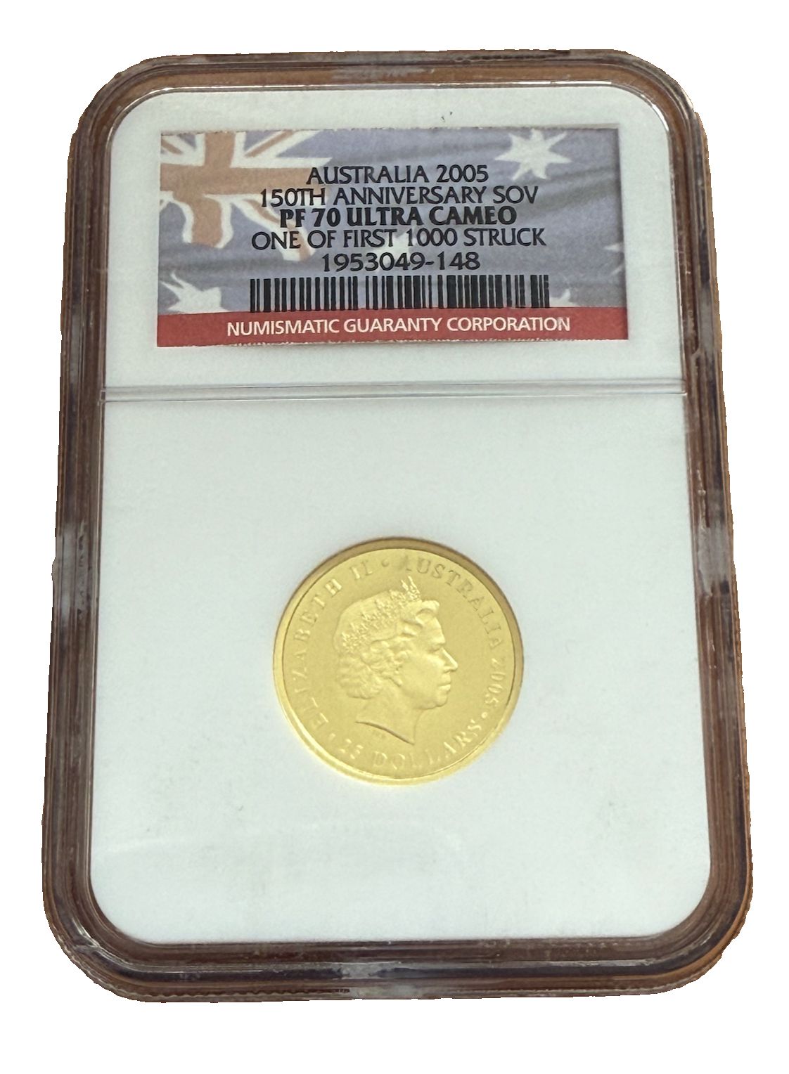 アトラリア 2005 ゴールド 1 ソブリン 25 NGC PF 70 UC シドニー