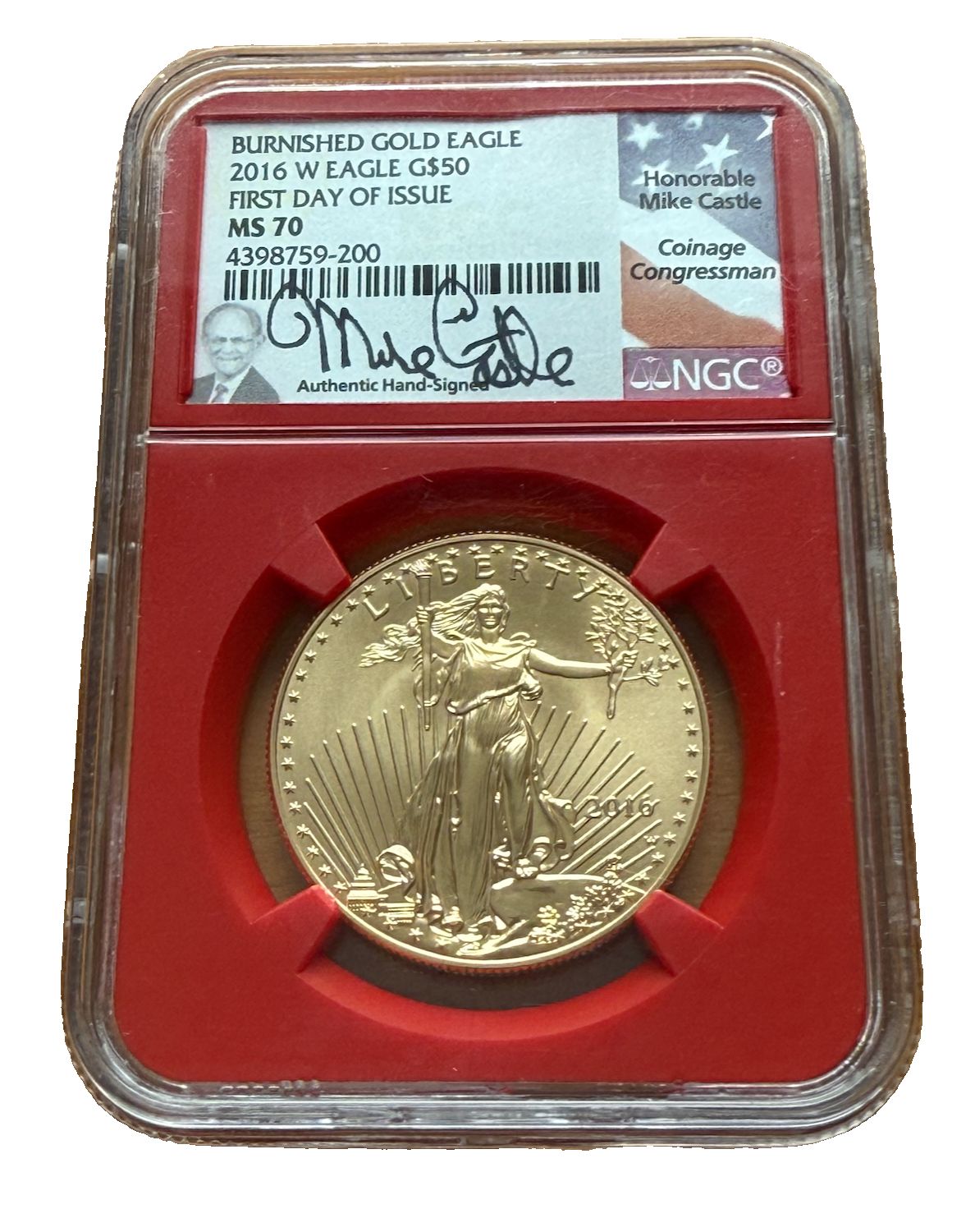 2016年 W ゴールド 1オンス $50 NGC MS70 ゴールドイーグル バー